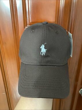 Ralph Lauren Polo Pony Baseball Cap - Brown with Light Blue Embroidery